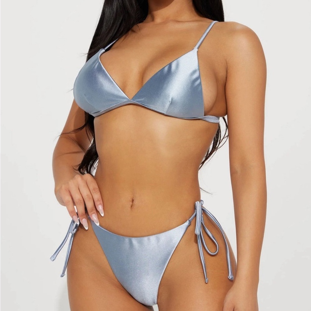 Baby Blue Satin 2 Piece Sunsuit Bikini
